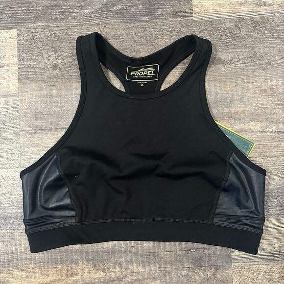 Propel Other - Propel Women's Black Solid Stretch Crew Neck Racerback Sport Bra Size XL